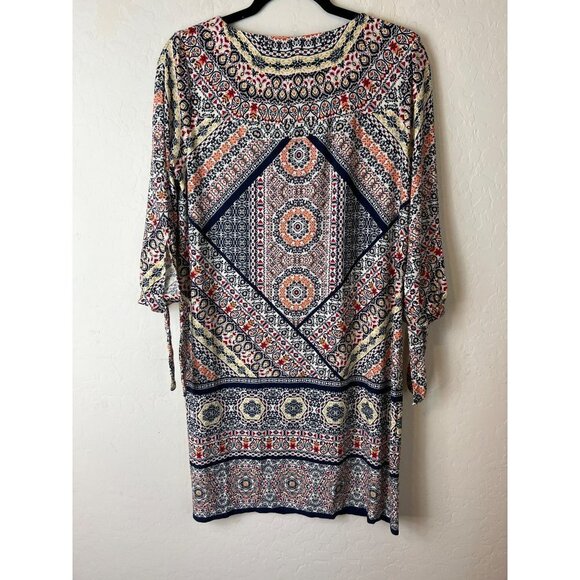 Chico's Printed Dress Sz 1 (US M US 8) Beautiful Midi Knee Length Medallion Prin - Picture 5 of 7